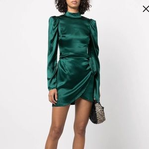 Reformation green silk-satin dress